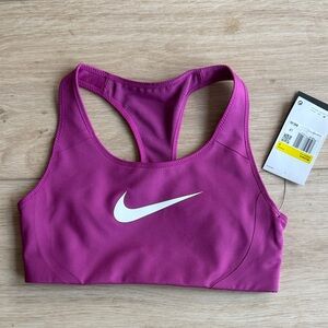 🆕 Nike | Women's Racerback Sports Bra with White Swoosh High Support NWT S
